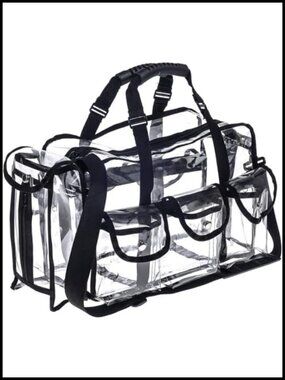 Clear PVC Makeup Organizer Bag with 6 Pockets & Tissue Holder